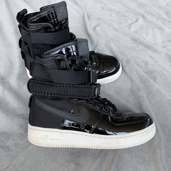 Nike Shoes - Nike Air Force high top black patent leather